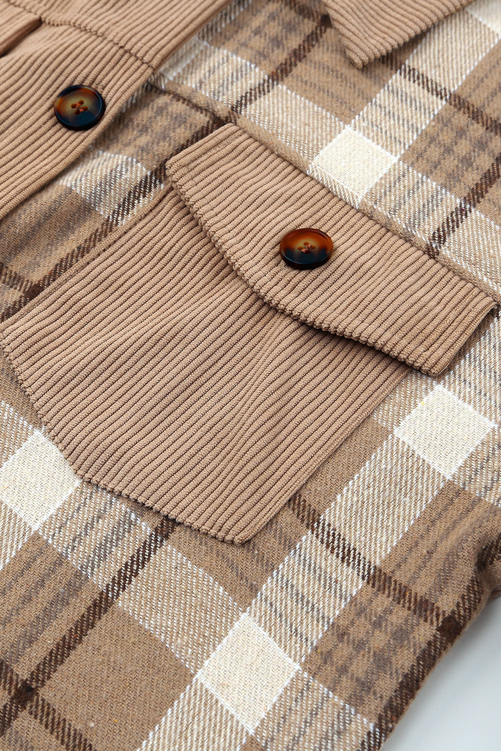 Plaid Corduroy Dropped Shoulder Jacket  Coats & Jackets- Doll Fits