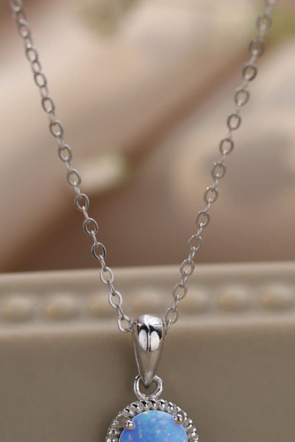 Opal Round Pendant Chain Necklace  Necklaces- Doll Fits