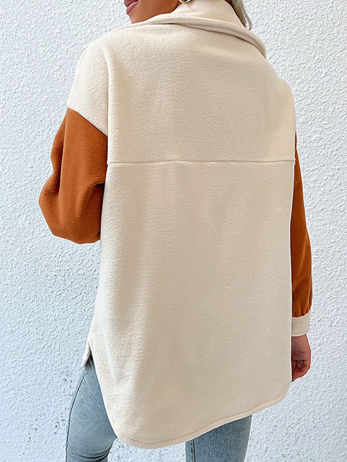 Contrast Button-Up Fleece Jacket  Coats & Jackets- Doll Fits