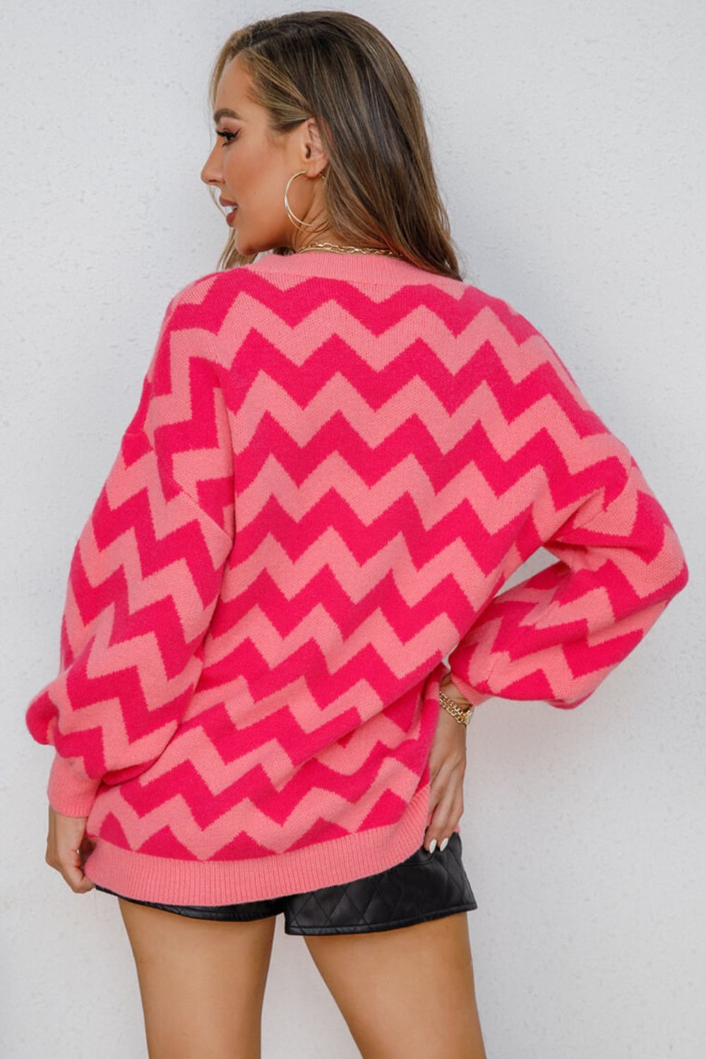 Chevron Lantern Sleeve Tunic Sweater  Shirts & Tops- Doll Fits