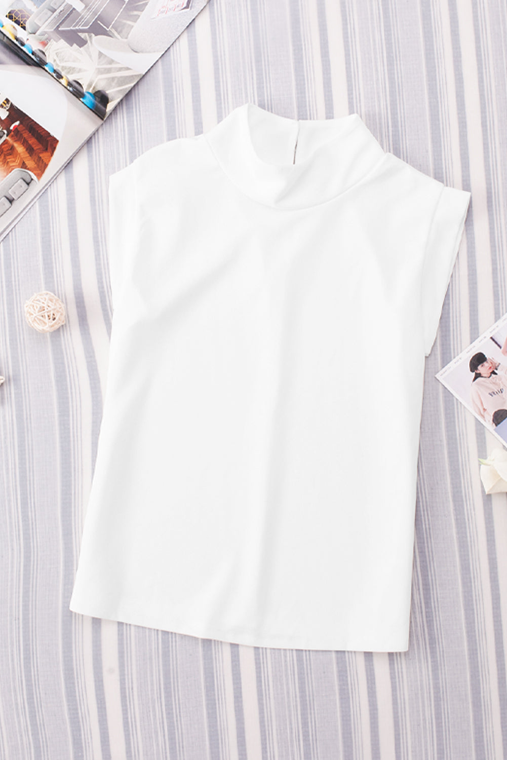 Mock Neck Cap Sleeve Blouse  Shirts & Tops- Doll Fits