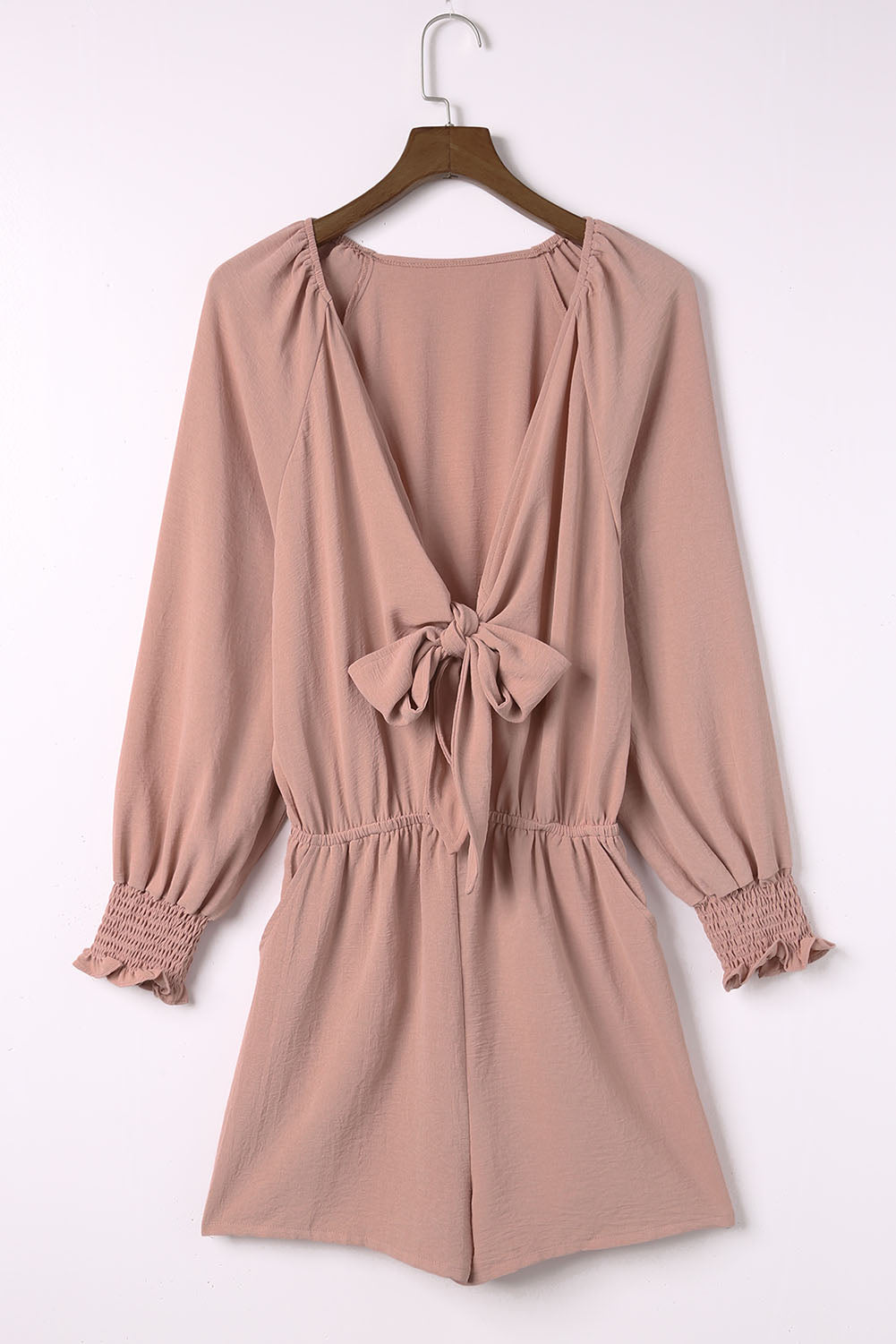 Tied Flounce Sleeve Plunge Romper  Jumpsuits & Rompers- Doll Fits