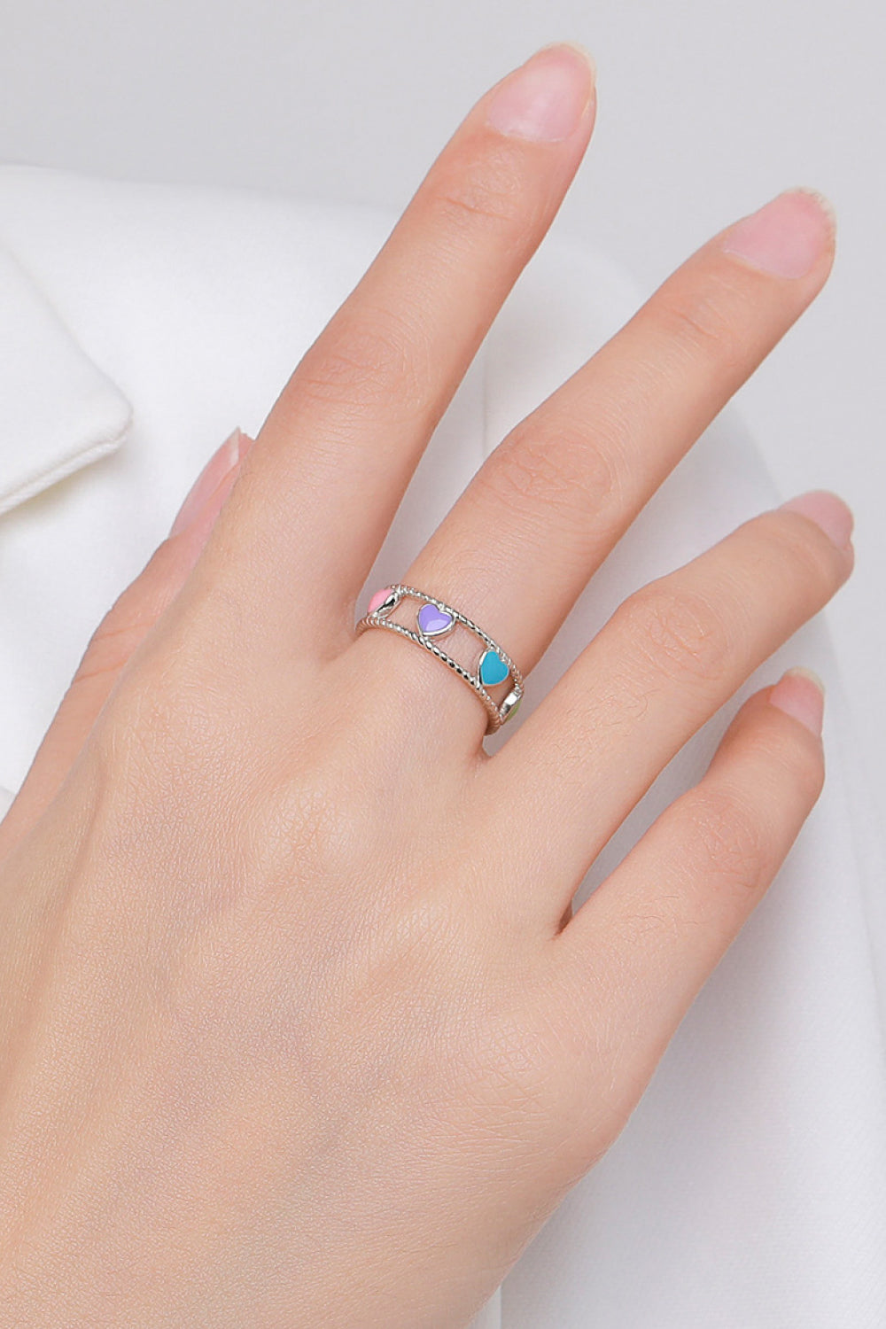 925 Sterling Silver Cutout Heart Shape Ring  - Doll Fits
