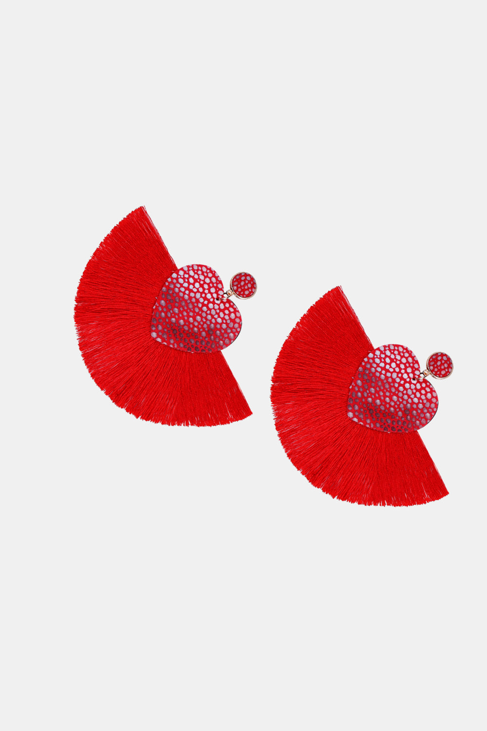Heart Shape Fringed Dangle Earrings  Earrings- Doll Fits