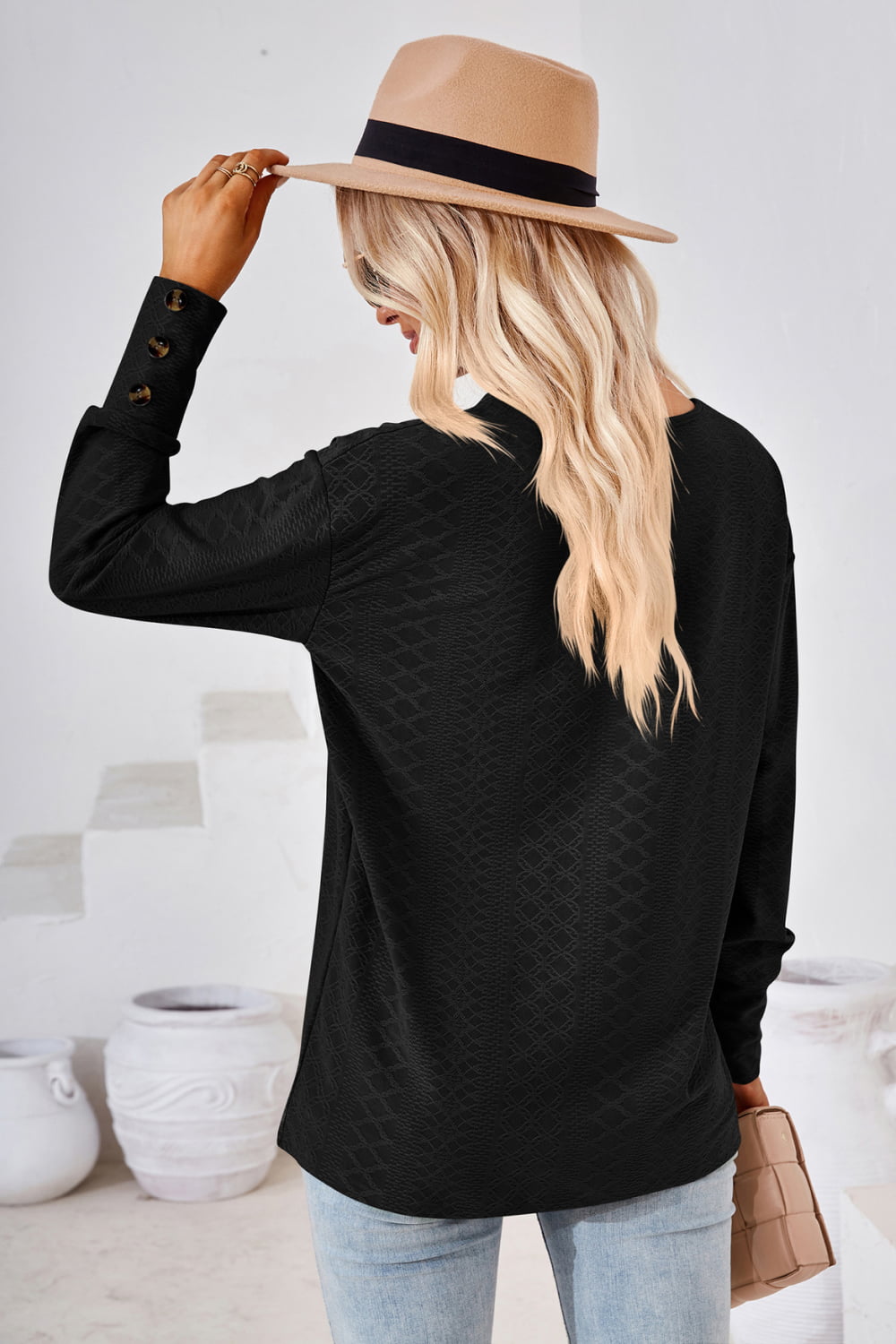 V-Neck Long Sleeve Blouse  - Doll Fits