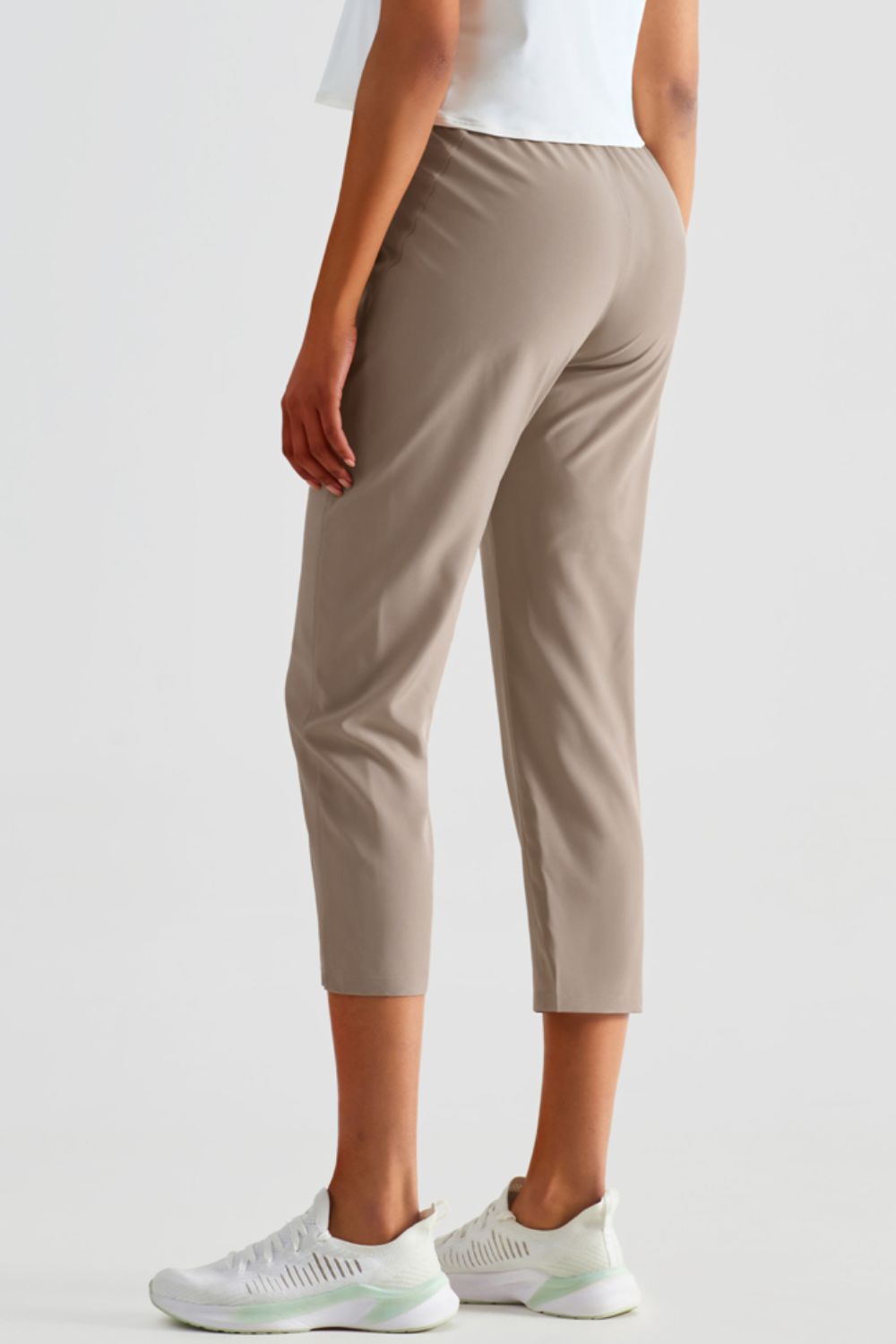 Elastic Waist Cropped Sports Pants  Pants- Doll Fits