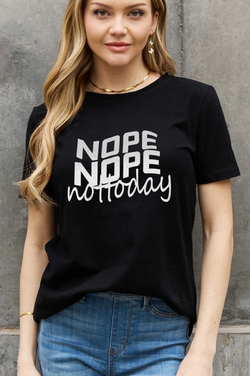 Simply Love Full Size NOPE NOPE NOT TODAY Graphic Cotton Tee  - Doll Fits