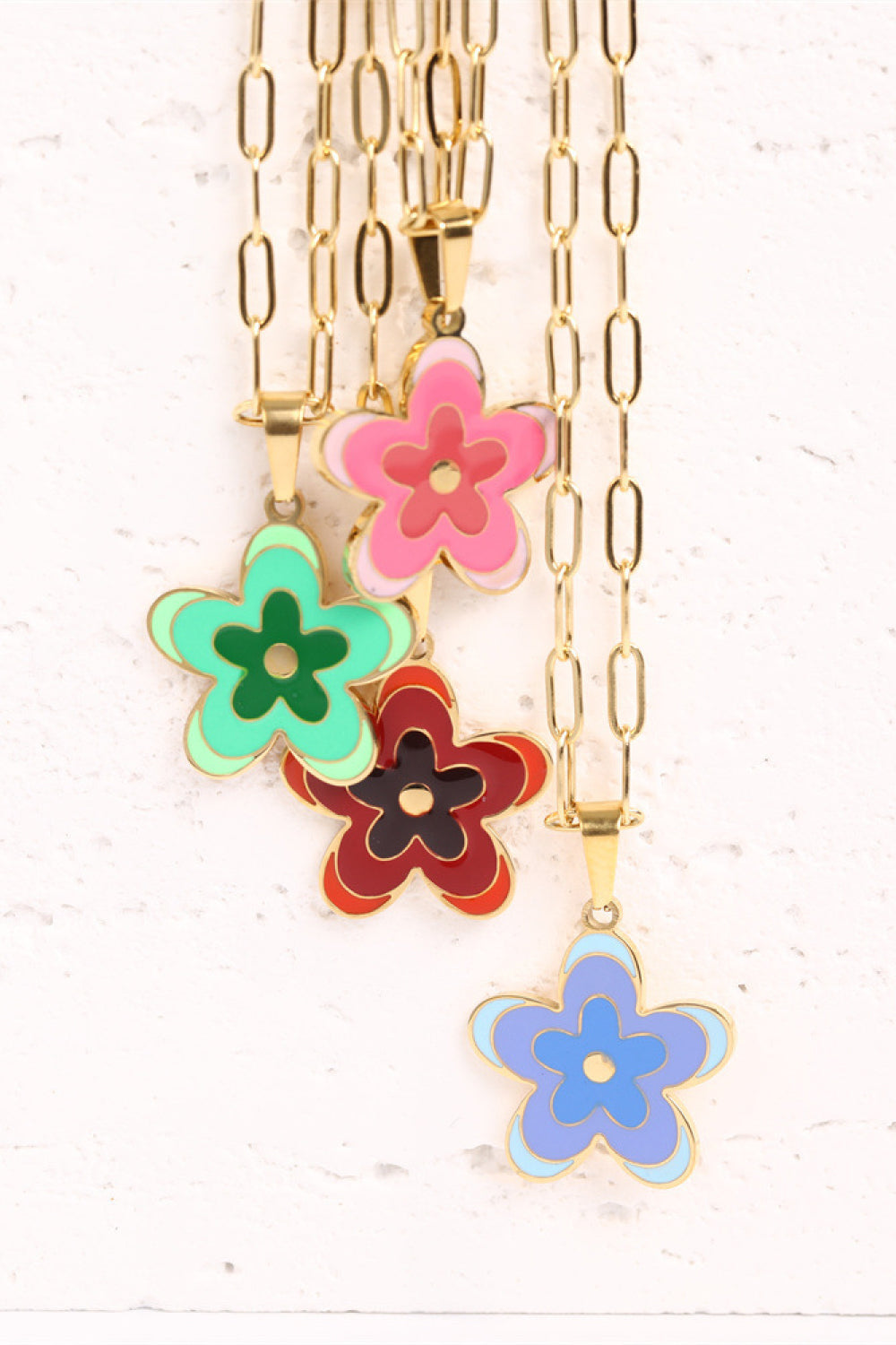 Flower Pendant Stainless Steel Necklace  Necklaces- Doll Fits