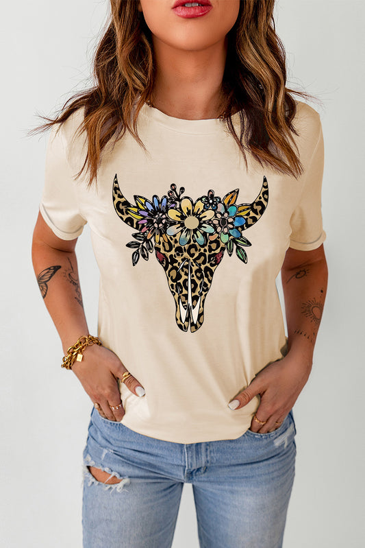 Graphic Cuffed Short Sleeve Crewneck Tee  Shirts & Tops- Doll Fits