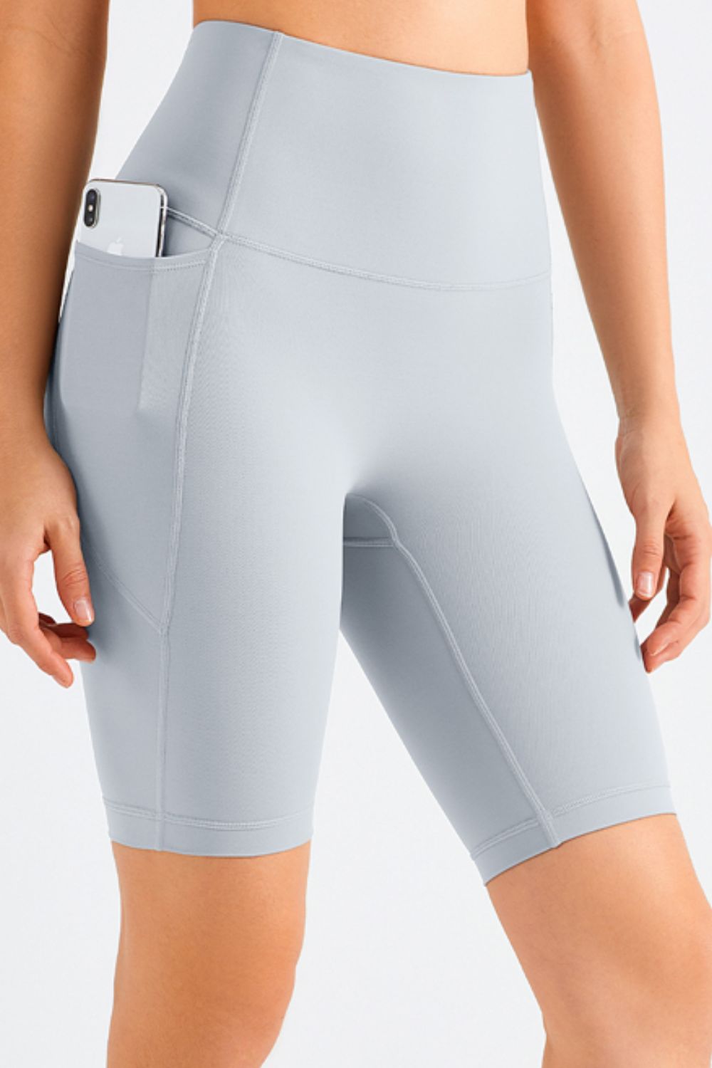 Feel Like Skin Elastic Waistband Pocket Biker Shorts  Activewear- Doll Fits