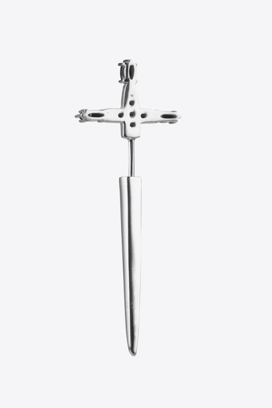 Zircon 925 Sterling Silver Sword Single Ear Jacket Earring  Earrings- Doll Fits