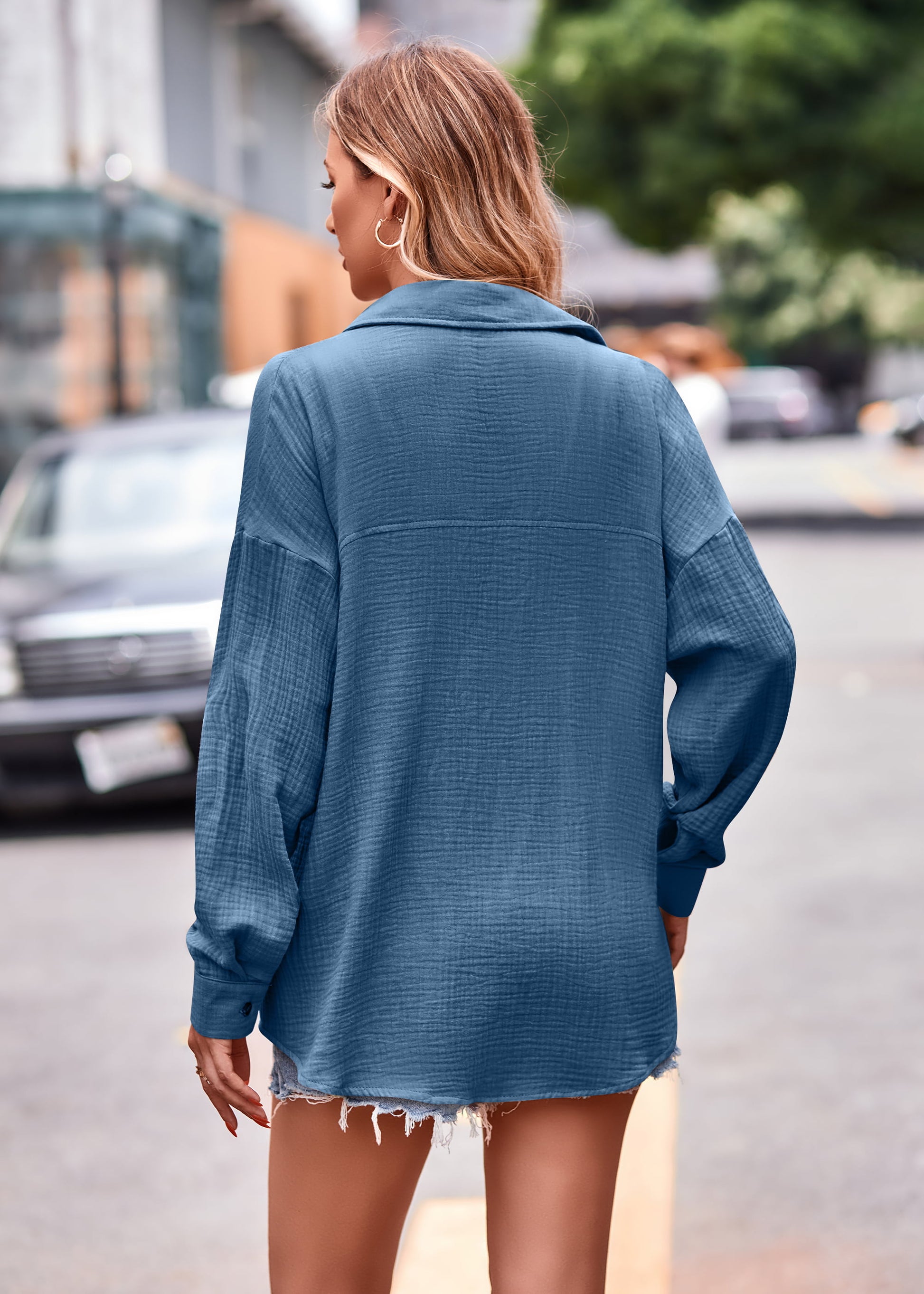 Textured Dropped Shoulder Longline Shirt  - Doll Fits