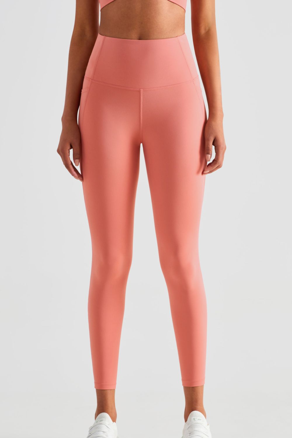 Wide Waistband Sports Leggings with Pockets  - Doll Fits