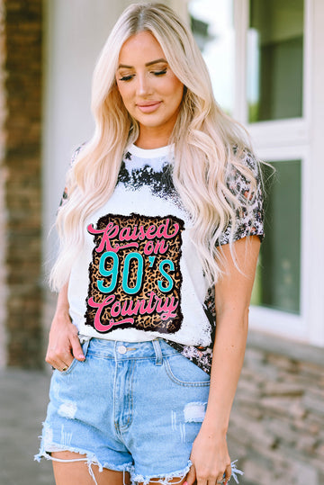 RAISED ON 90'S COUNTRY Graphic Leopard Tee  Shirts & Tops- Doll Fits
