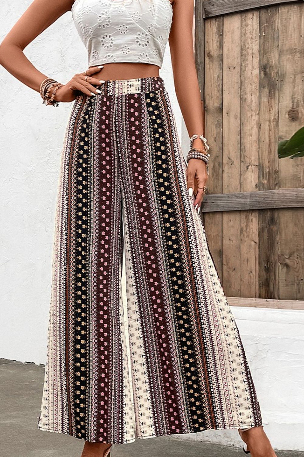 Floral High Waist Wide Leg Pants  Pants- Doll Fits