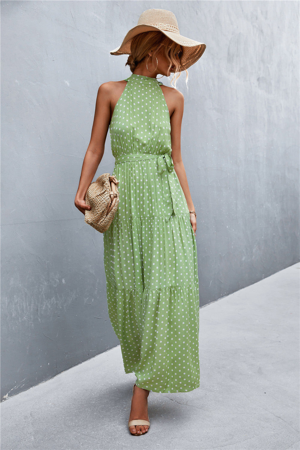 Printed Sleeveless Tie Waist Maxi Dress  Dresses- Doll Fits