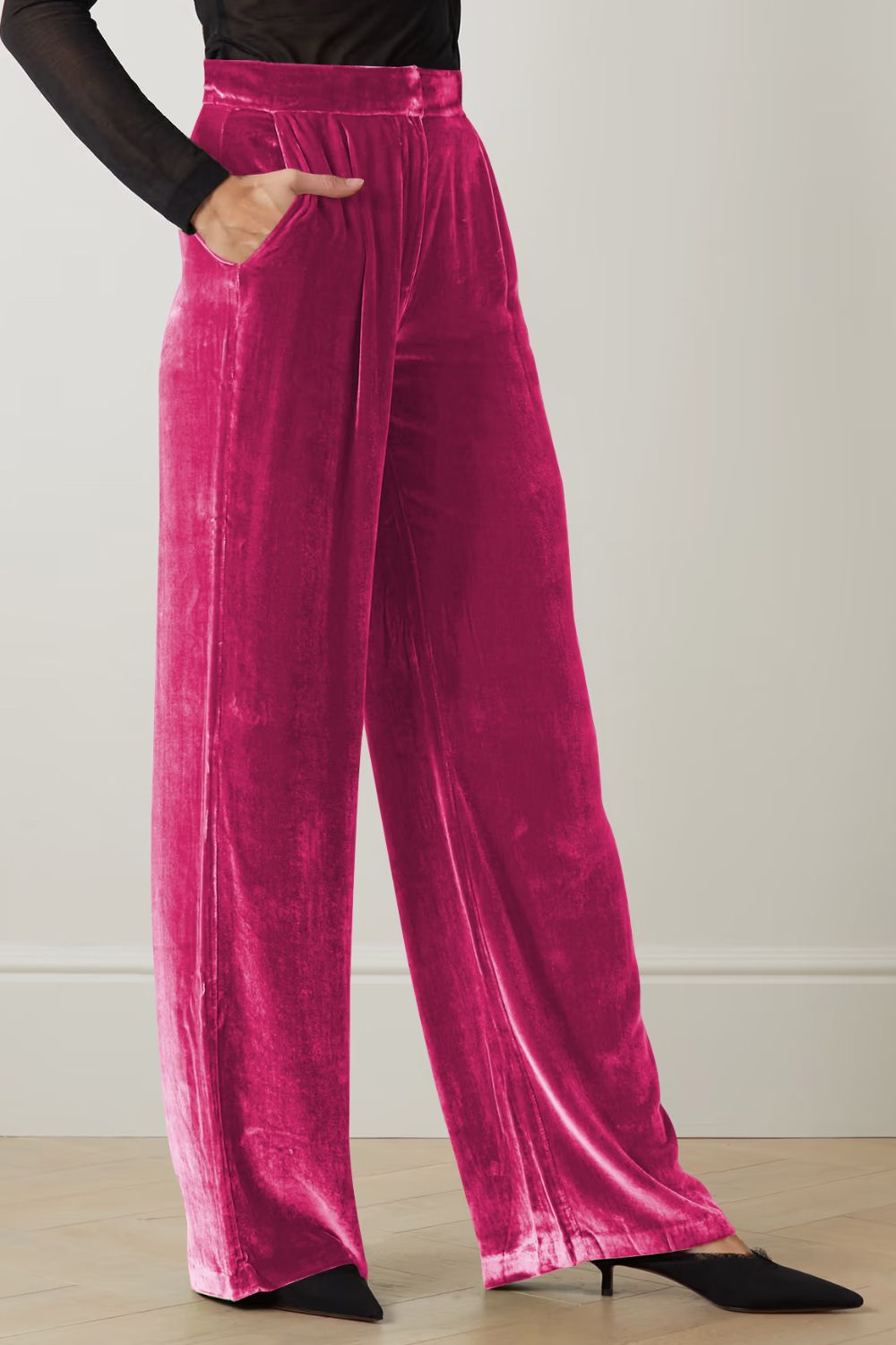 Loose Fit High Waist Long Pants with Pockets  - Doll Fits