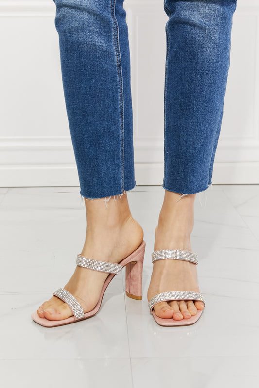 MMShoes Leave A Little Sparkle Rhinestone Block Heel Sandal in Pink  Shoes- Doll Fits