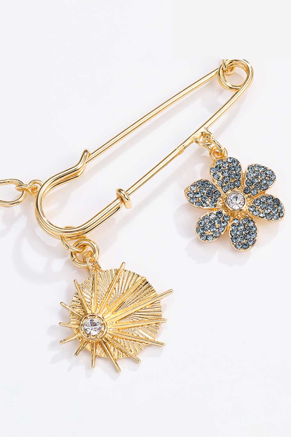 Rhinestone Flower Paperclip Chain Necklace  Necklaces- Doll Fits