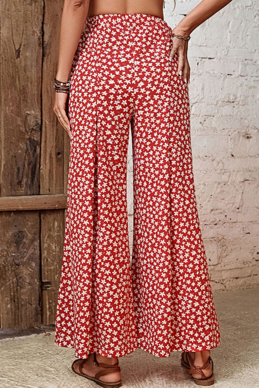 Floral High-Rise Wide Leg Flare Pants  Pants- Doll Fits