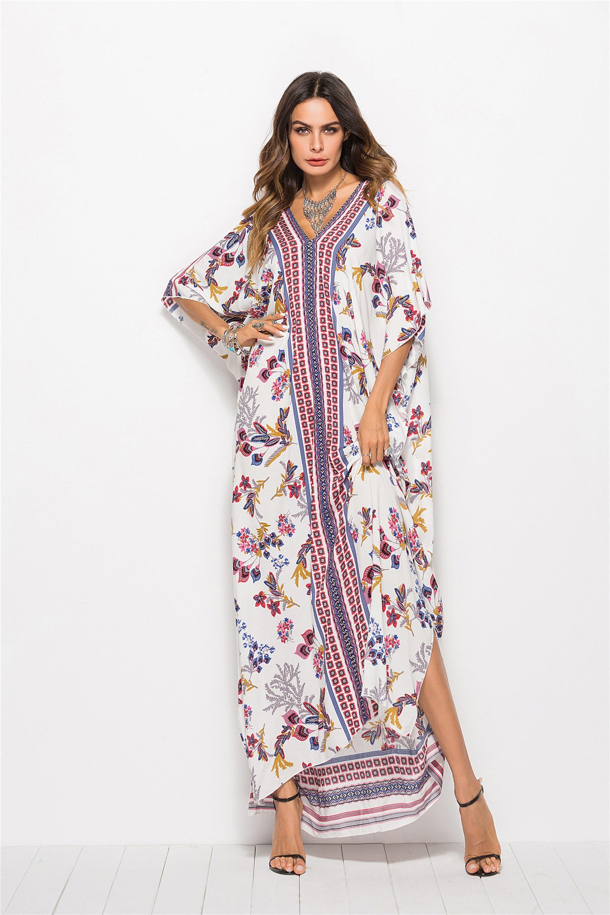 Floral V-Neck Dolman Sleeve Dress  Dresses- Doll Fits