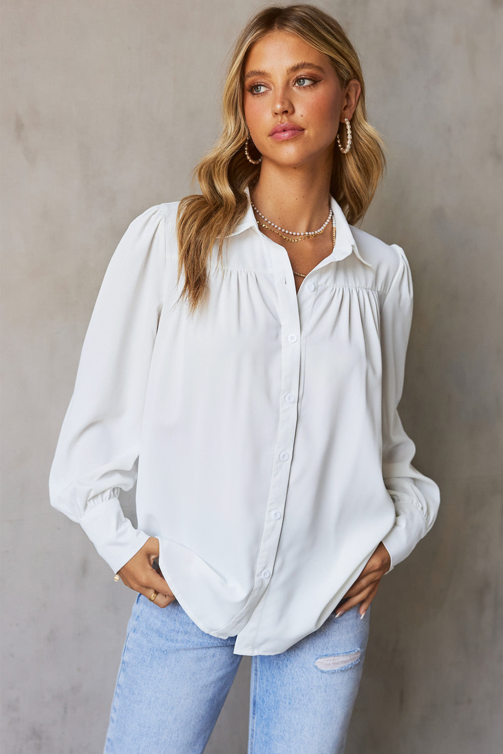 Gathered Detail Puff Sleeve Shirt  Shirts & Tops- Doll Fits