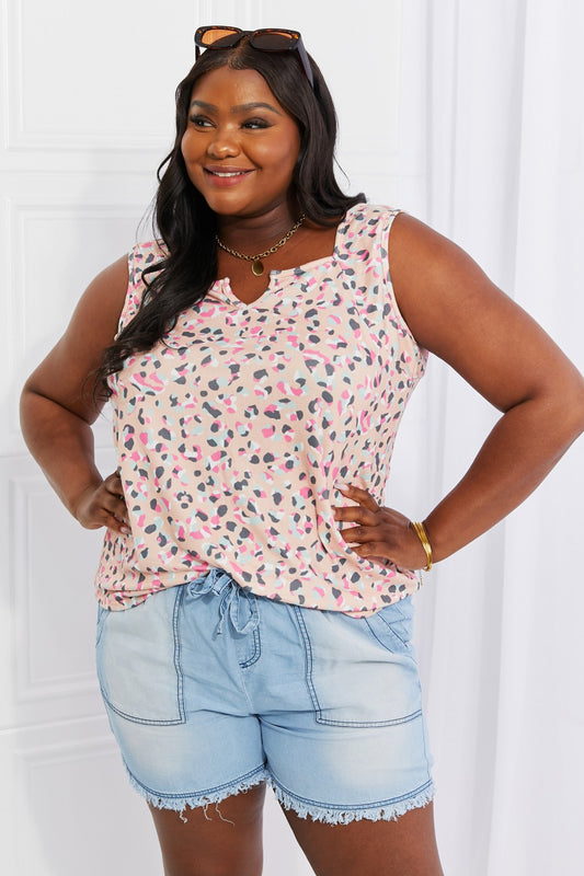 Heimish Full Size Surprise Party Printed Sleeveless Top  Shirts & Tops- Doll Fits