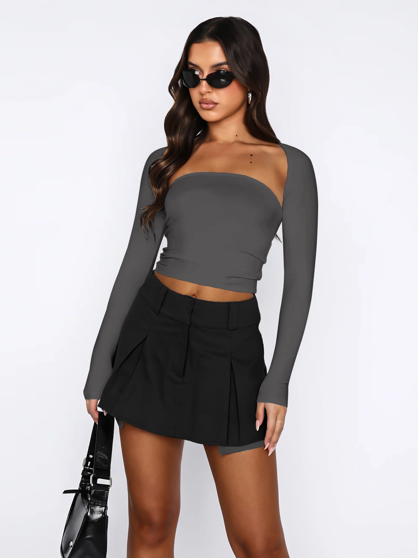 Cutout Raglan Sleeve Bolero and Tube Top  - Doll Fits