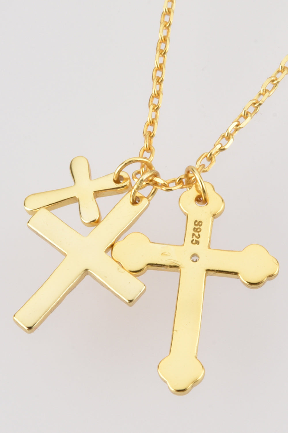 Inlaid Zircon Cross Pendant 925 Sterling Silver Necklace  Necklaces- Doll Fits