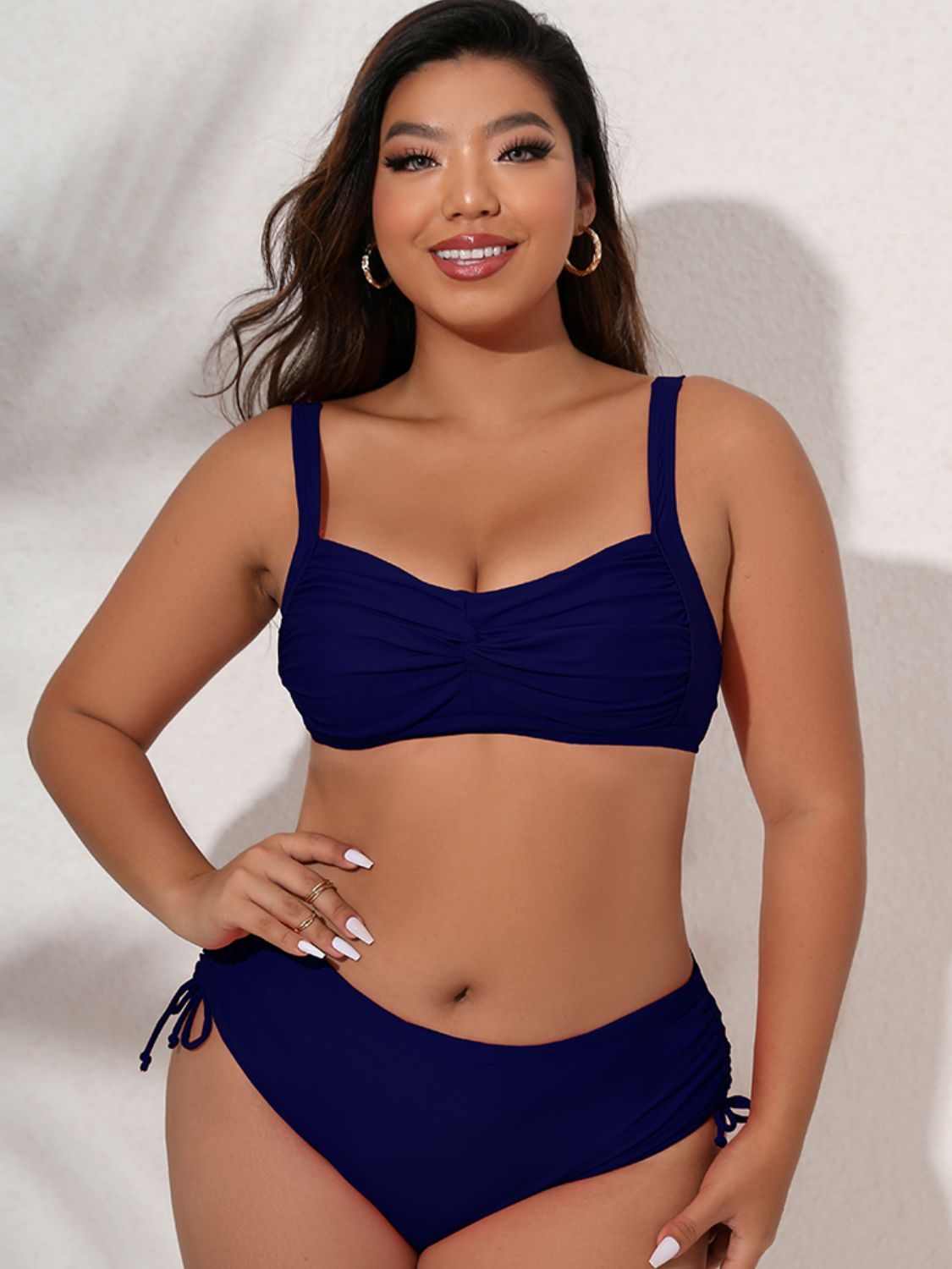 Plus Size Twist Front Tied Bikini Set  Swimwear- Doll Fits