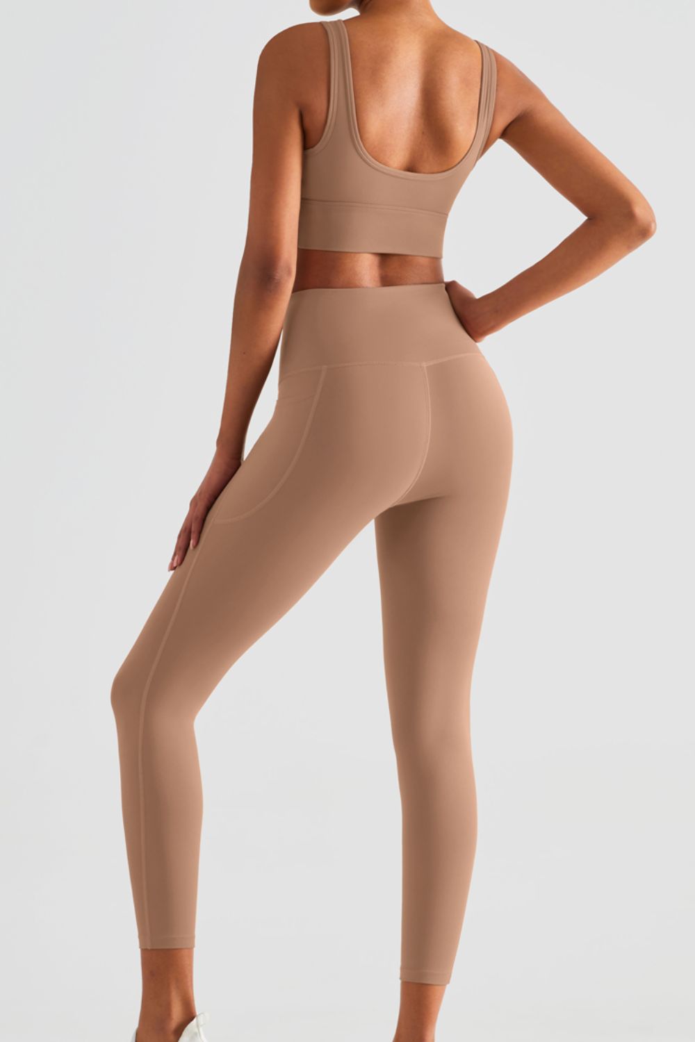 Wide Waistband Sports Leggings with Pockets  - Doll Fits