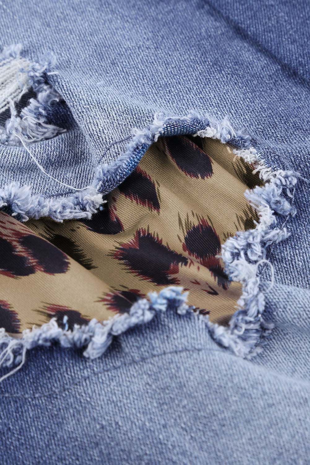 Trinity Leopard Patchwork Distressed Jeans  Pants- Doll Fits