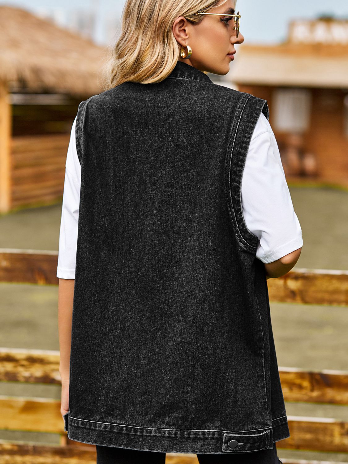 Button Down Denim Vest  - Doll Fits