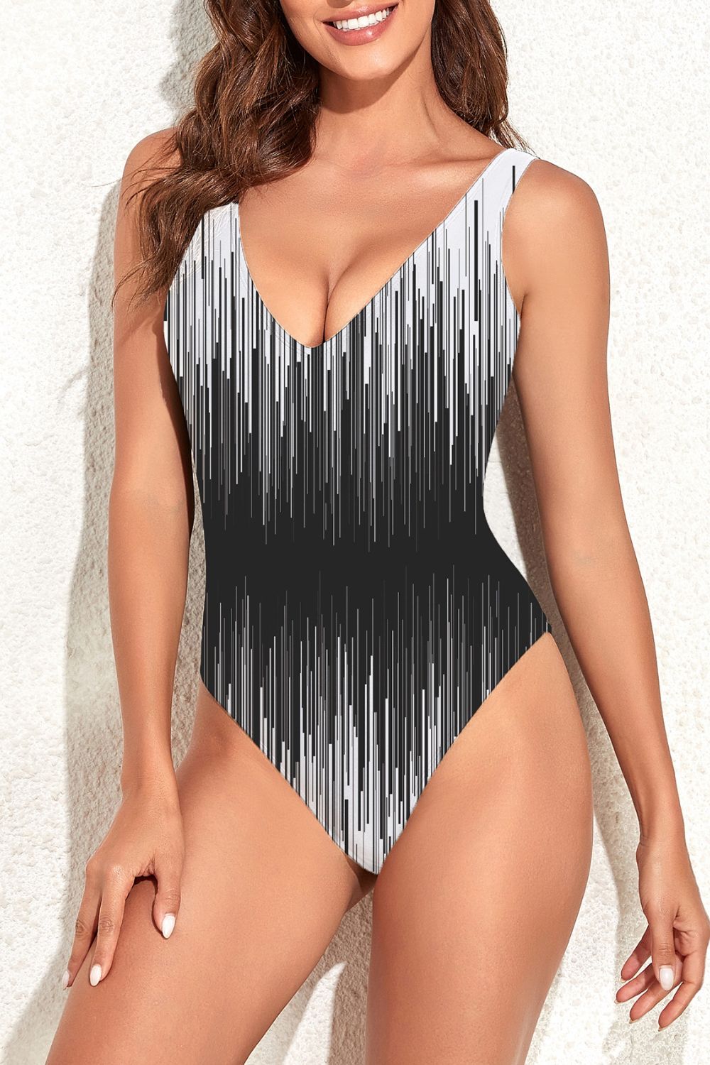 V-Neck Backless One-Piece Swimsuit  Swimwear- Doll Fits