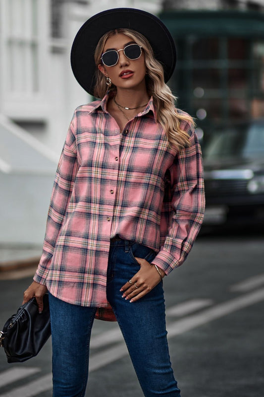 Plaid Long Sleeve Shirt  - Doll Fits