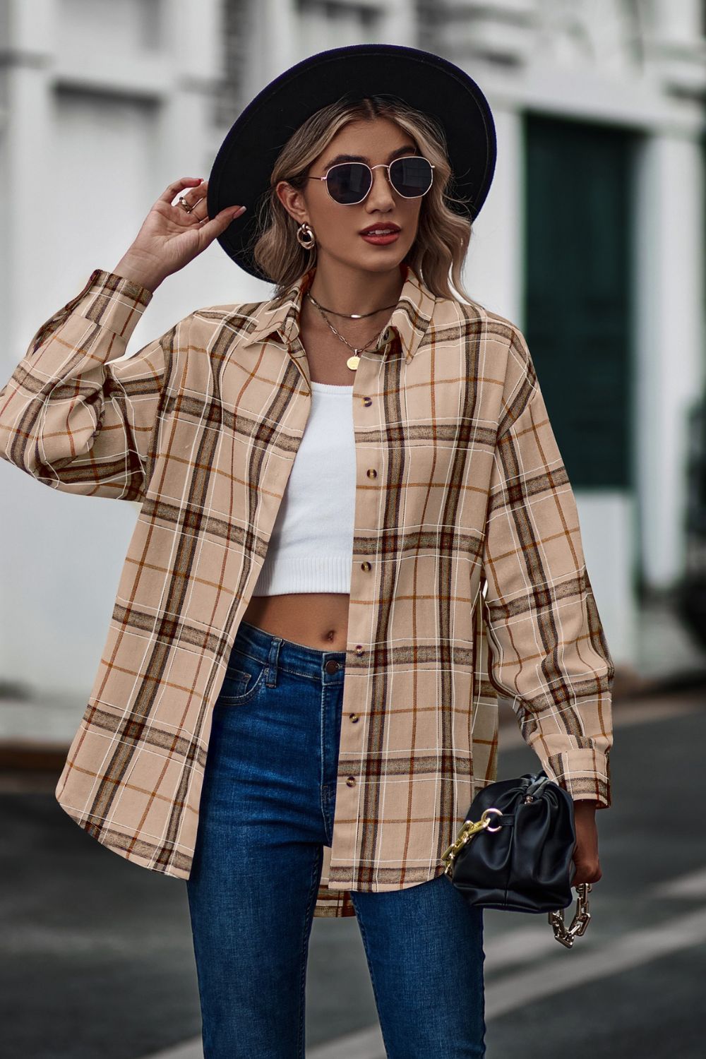 Plaid Long Sleeve Shirt  - Doll Fits