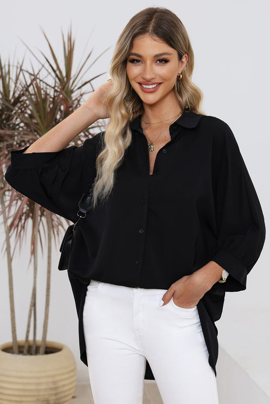 Three-Quarter Sleeve Slit Shirt  Shirts & Tops- Doll Fits