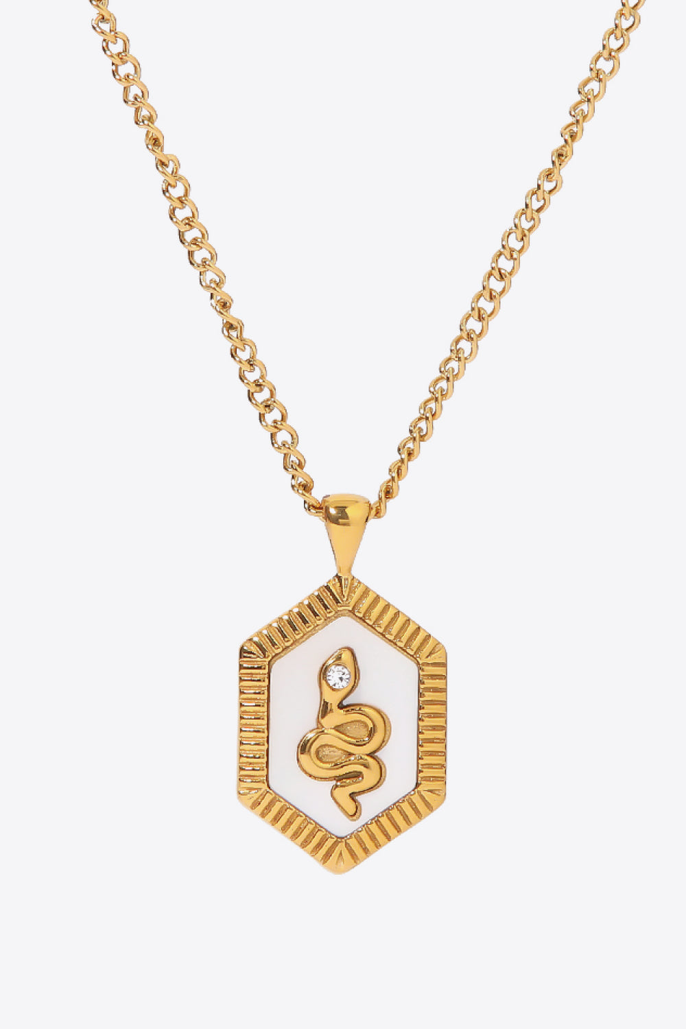 18K Gold Plated Snake Geometric Pendant Necklace  Necklaces- Doll Fits