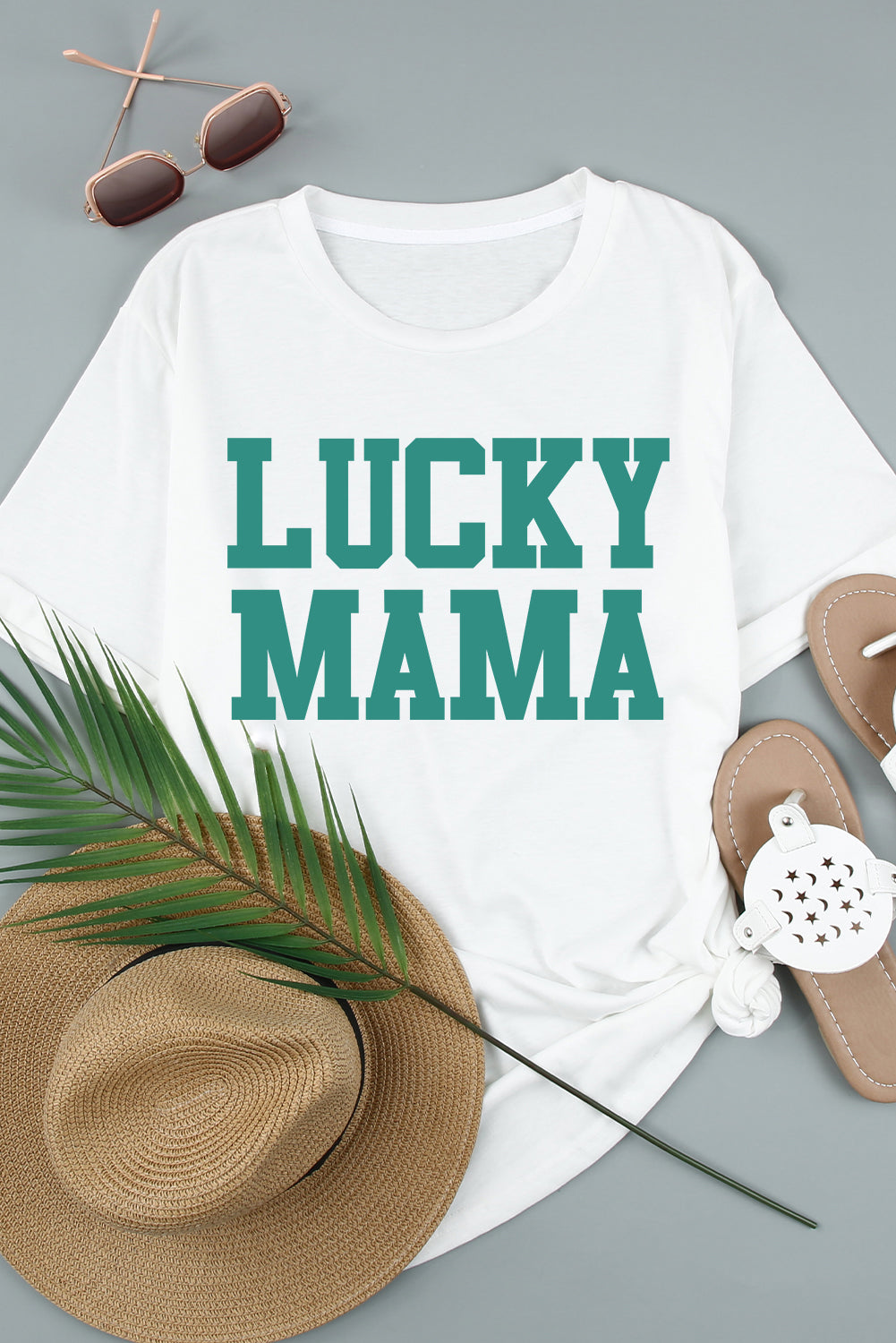 LUCKY MAMA Graphic Round Neck Tee  Shirts & Tops- Doll Fits