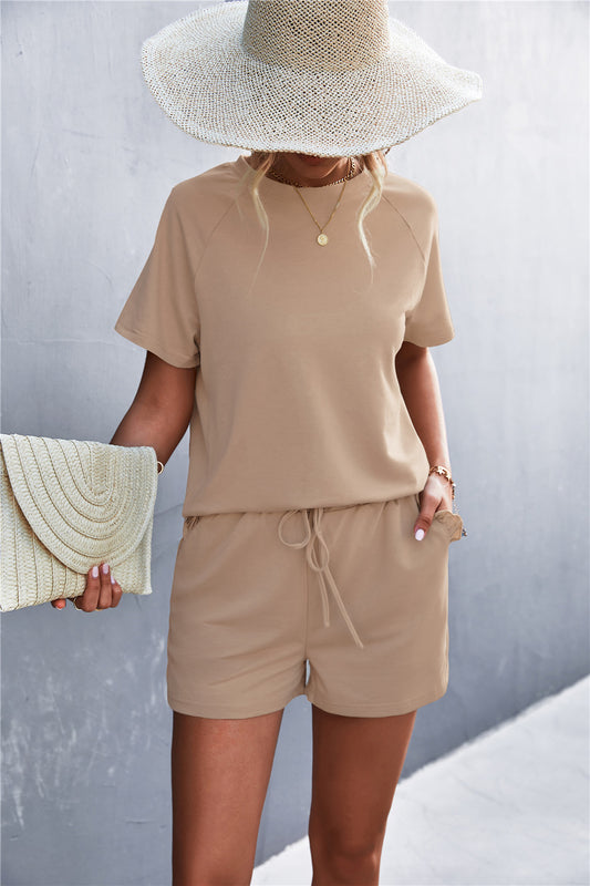 Raglan Sleeve Ruffle Hem Top and Shorts Set with Pockets  Outfit Sets- Doll Fits
