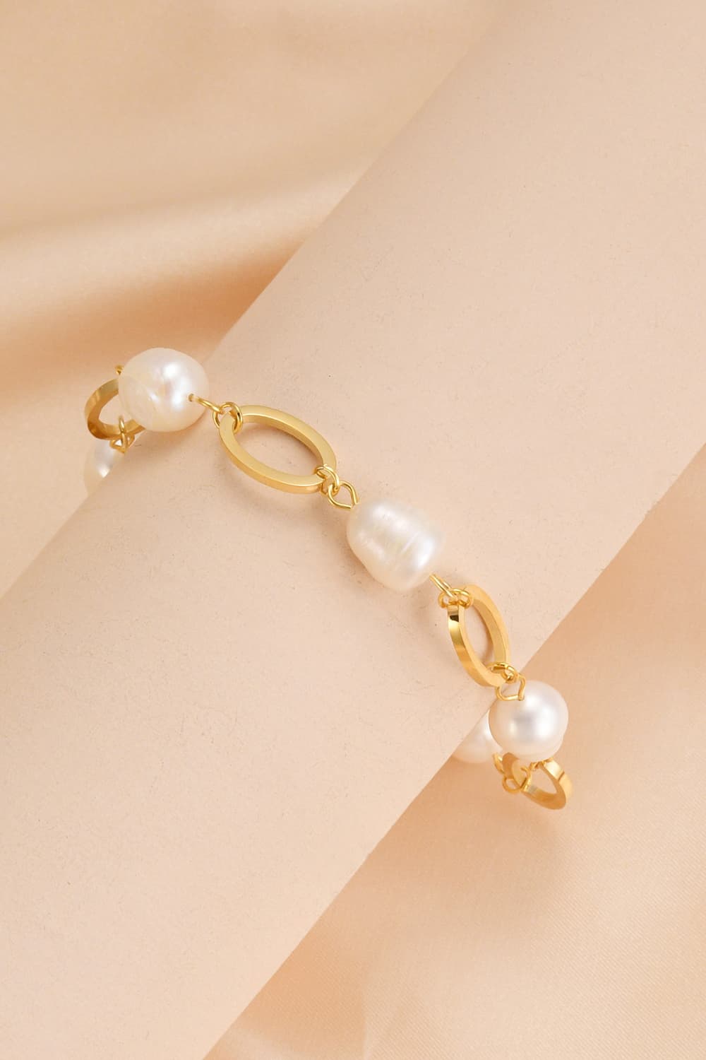 14K Gold-plated Lobster Closure Freshwater Pearl Bracelet  Bracelets- Doll Fits