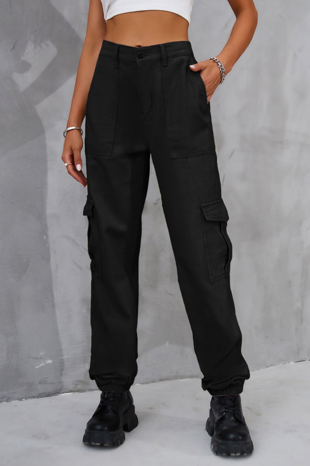 Buttoned High Waist Jeans with Pockets  - Doll Fits