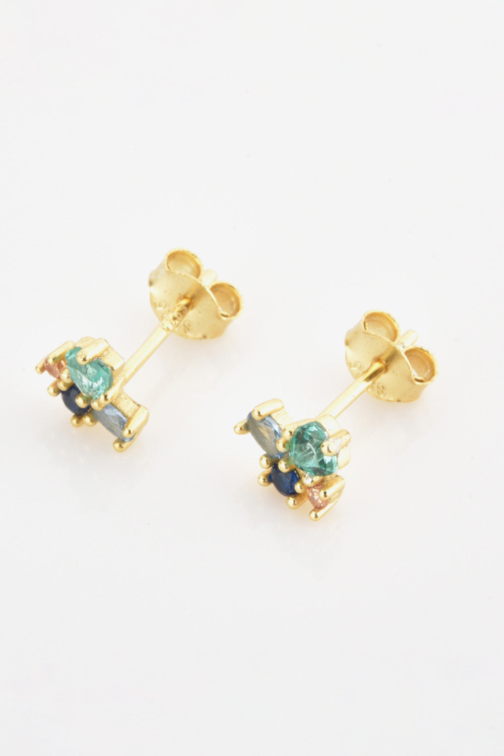 Multicolored Zircon 925 Sterling Silver Stud Earrings  Earrings- Doll Fits