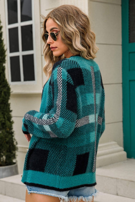 Striped Button-Front Fuzzy Cardigan  Coats & Jackets- Doll Fits
