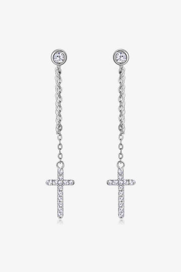 Moissanite 925 Sterling Silver Cross Earrings