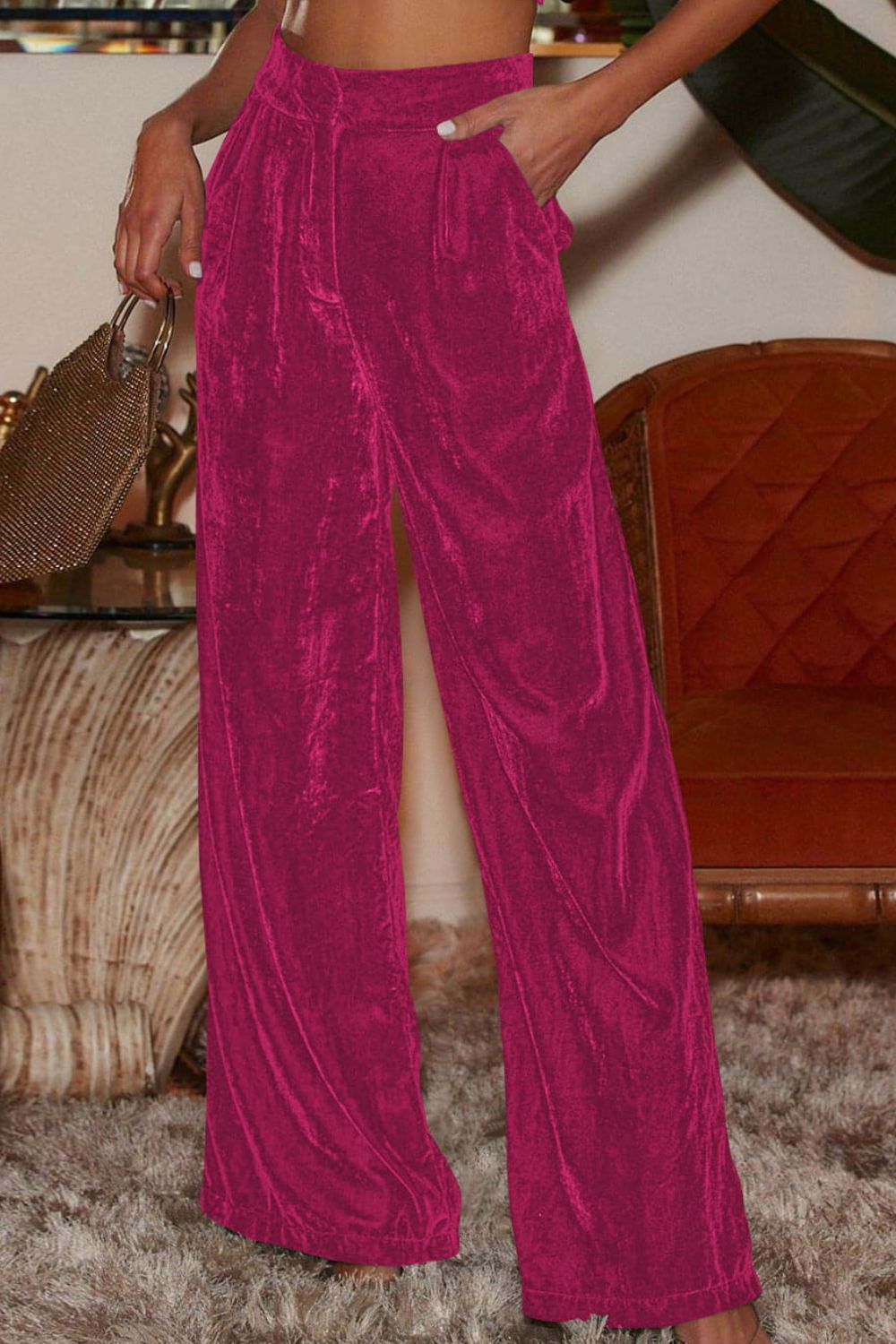 Loose Fit High Waist Long Pants with Pockets  - Doll Fits