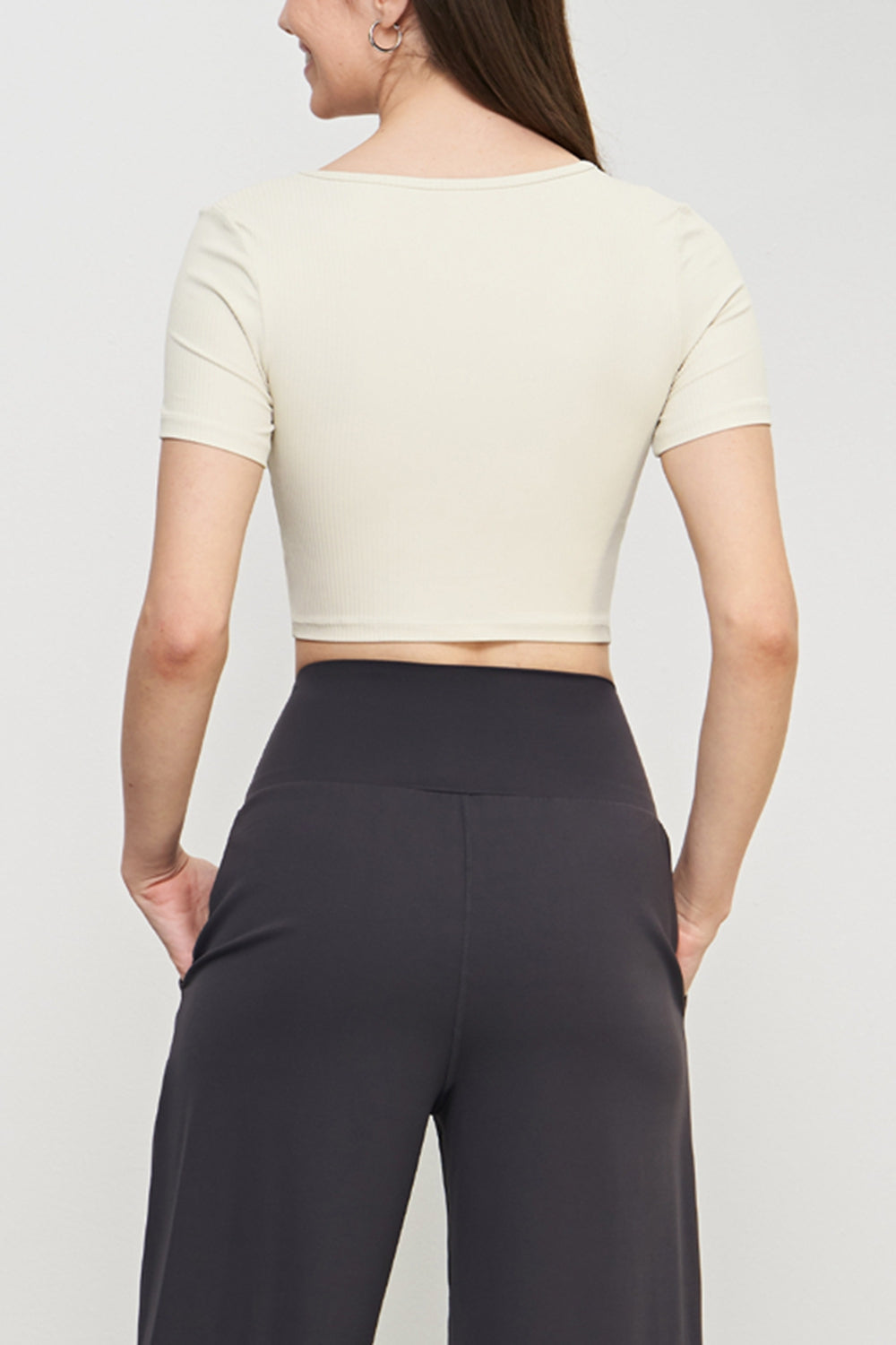 Round Neck Short Sleeve Cropped Sports Top  - Doll Fits