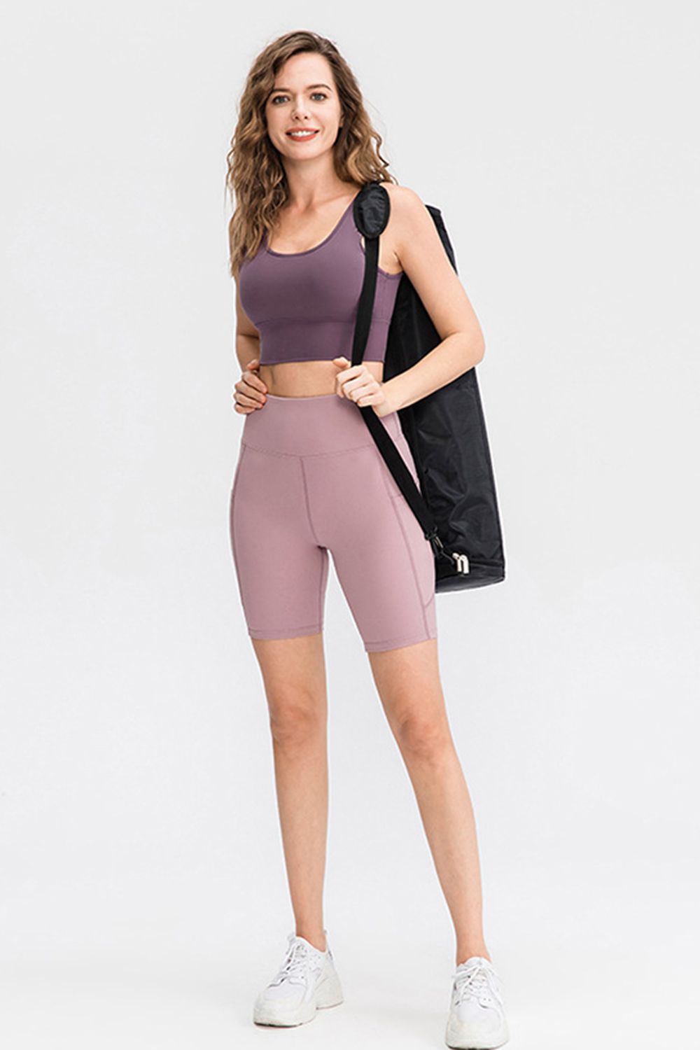 Wide Waistband Sports Shorts with Pockets  - Doll Fits