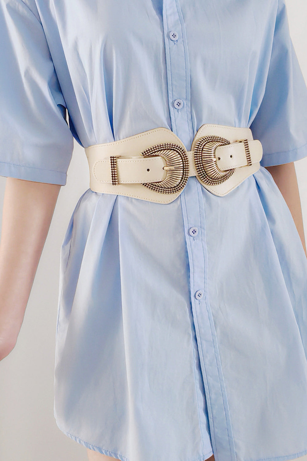 Shell Double Buckle Elastic Wide Belt  Belts- Doll Fits