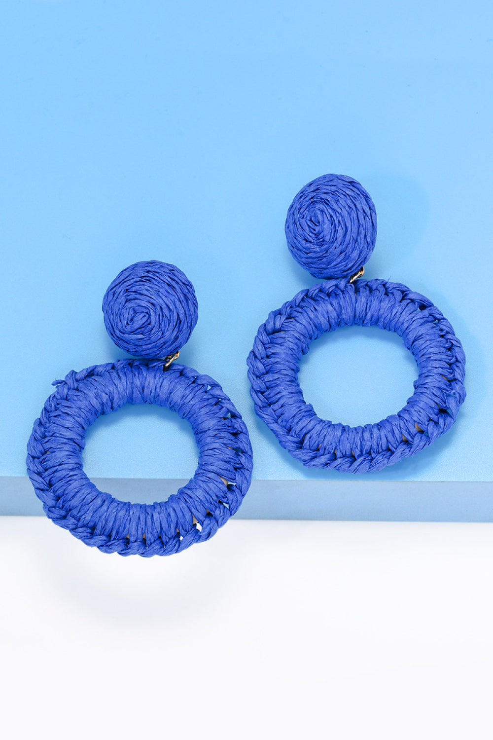 Round Shape Raffia Grass Dangle Earrings  Earrings- Doll Fits